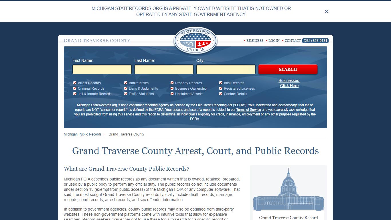 Grand Traverse County Arrest, Court, and Public Records